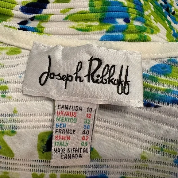 Joseph Ribkoff Womens Top Blue Green Floral Textured Sz. 10 - Picture 6 of 6